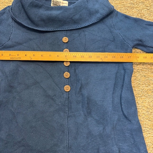 Habitat Women's Blue Cotton Knit Cowl Neck Tunic‎ Sweater Button Front M - Picture 9 of 10